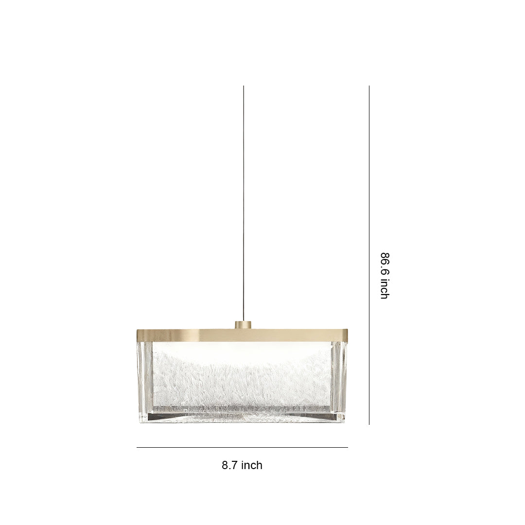 Zen Minimalist Pendant Light — Aluminum & Crystal, Gold, 10W LED, 3-Step Dimming (3000K/4500K/6000K), 47.2" Adjustable Chain