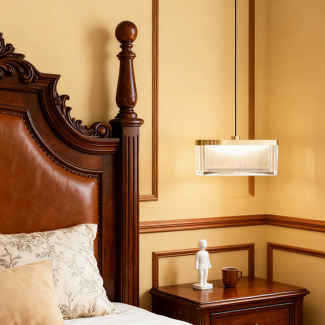 Zen Minimalist Pendant Light — Aluminum & Crystal, Gold, 10W LED, 3-Step Dimming (3000K/4500K/6000K), 47.2" Adjustable Chain