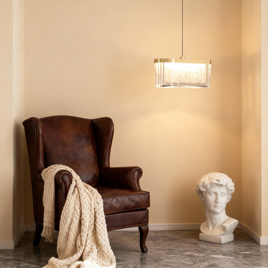 Zen Minimalist Pendant Light — Aluminum & Crystal, Gold, 10W LED, 3-Step Dimming (3000K/4500K/6000K), 47.2" Adjustable Chain