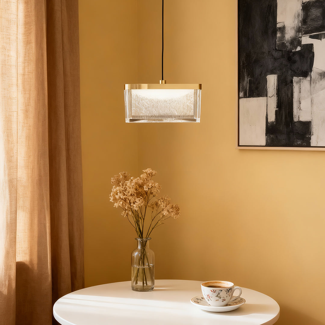 Zen Minimalist Pendant Light — Aluminum & Crystal, Gold, 10W LED, 3-Step Dimming (3000K/4500K/6000K), 47.2" Adjustable Chain