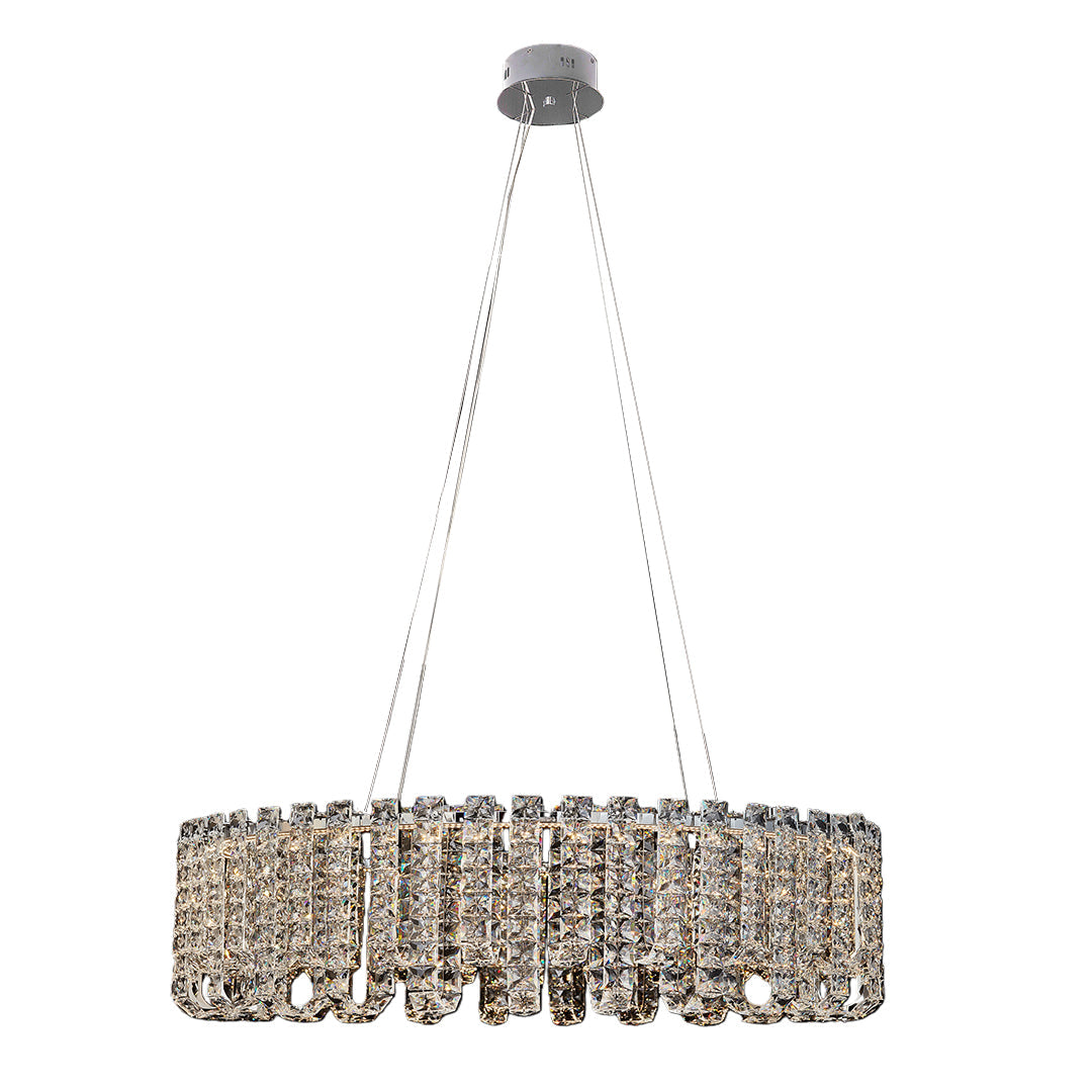Modern Minimalist Crystal Chandelier — Chrome Stainless Steel, Three-Color Dimming, Adjustable Height, 5 Sizes