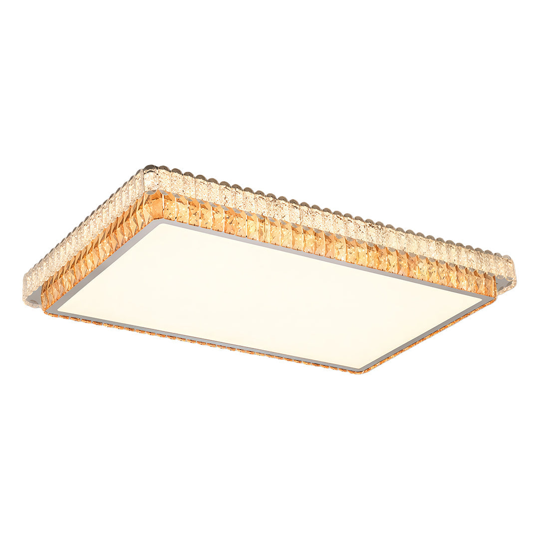 Minimalist Crystal LED Flush-Mount — Chrome Steel, Round/Square/Rectangle, 3-Step Dimming (3000K/4500K/6000K)