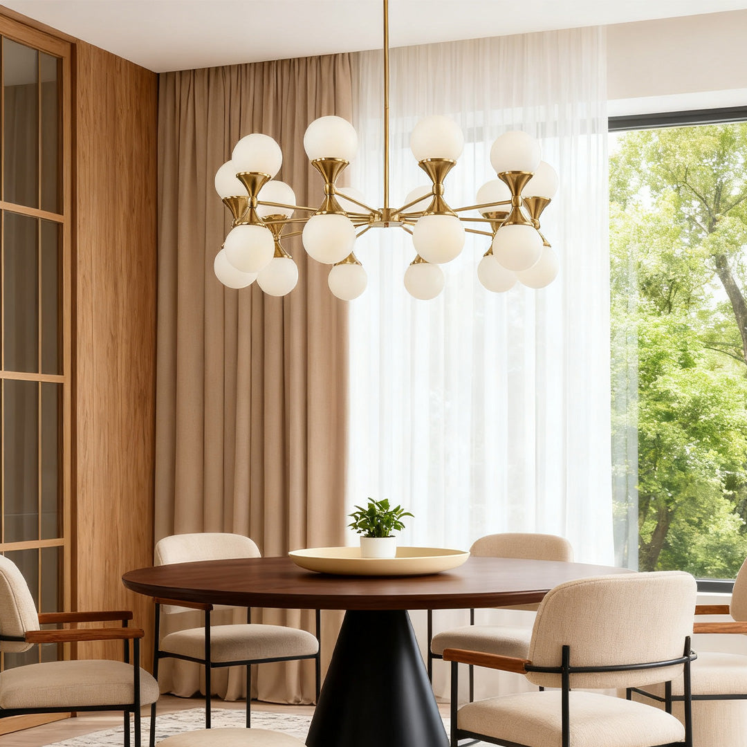 Bubble Glass Chandelier — Full Copper, Gold Finish, G9 Multi-Light, 36" Adjustable