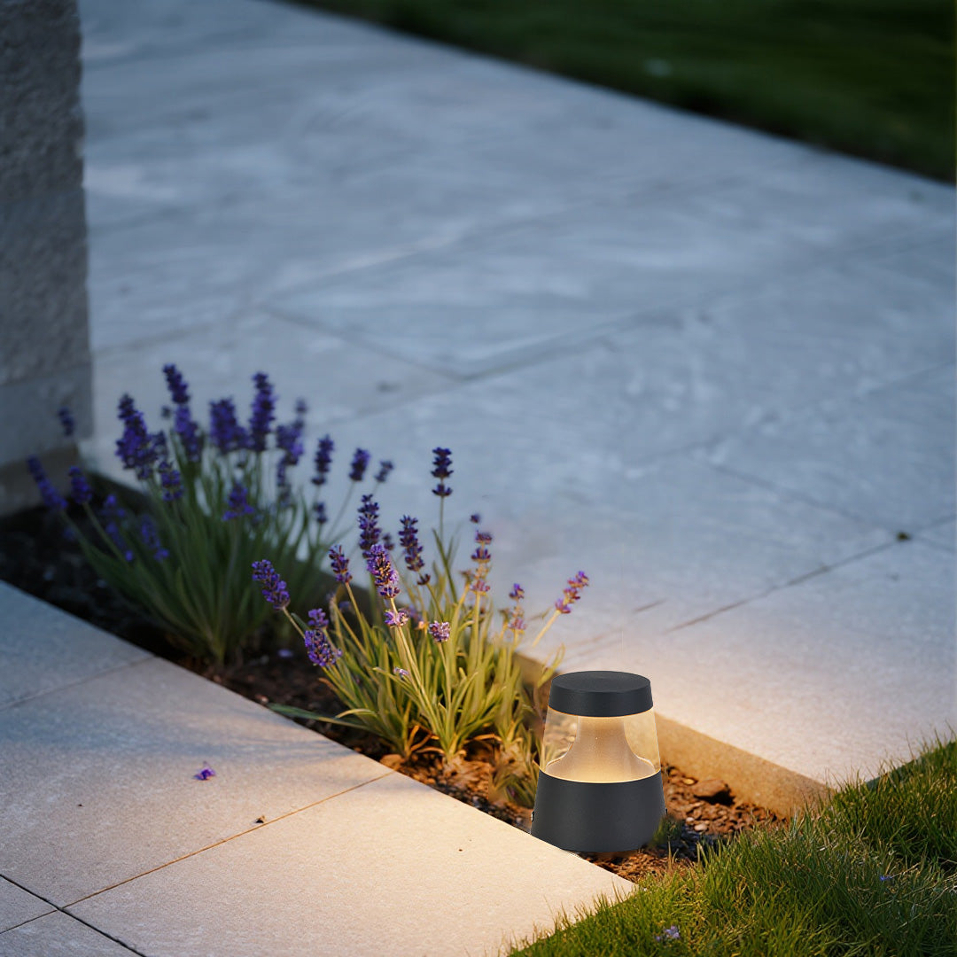 Modern Bollard Landscape Light — Sand-Gray Aluminum, 5W LED, 3000K Warm White, IP54 Weatherproof