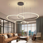 Floating Ring Modern Chandelier — Metal and Acrylic, 4-Light LED Geometric, 31", 3000–6000K Dimmable