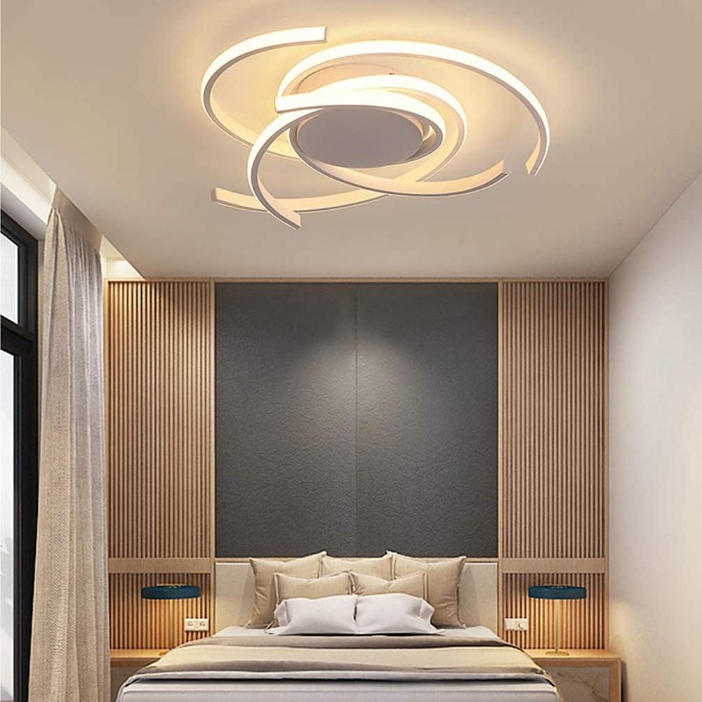 Scattered Semicircle LED Flush-Mount Ceiling Light — Aluminum and Silica Gel, 22", Dimmable with Remote Control