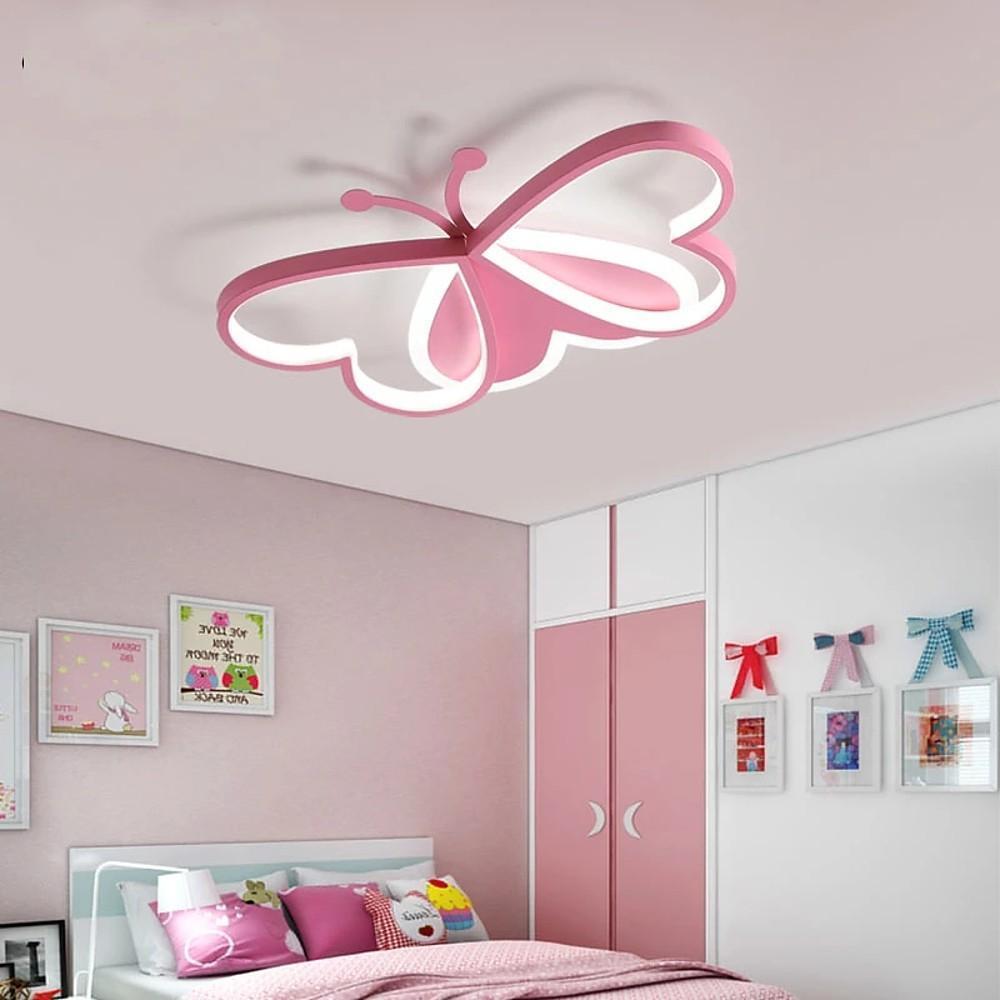 Butterfly Flush-Mount LED Ceiling Light — Metal and Acrylic, Three-Step Dimming, Remote Control, 20" × 14"