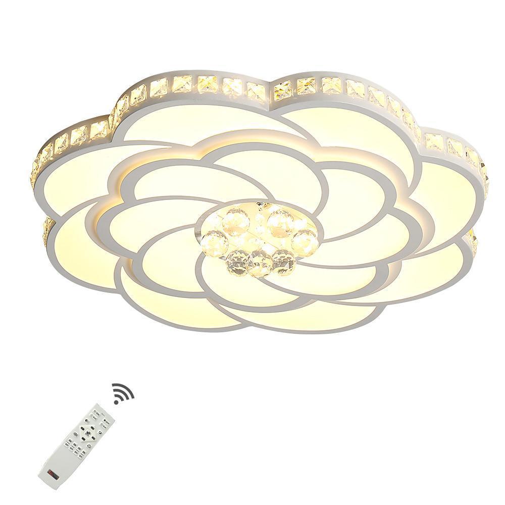 Flower Swirl Flush-Mount Ceiling Light — Metal & Acrylic, 27", LED, Dimmable with Remote, 3000K / 6000K