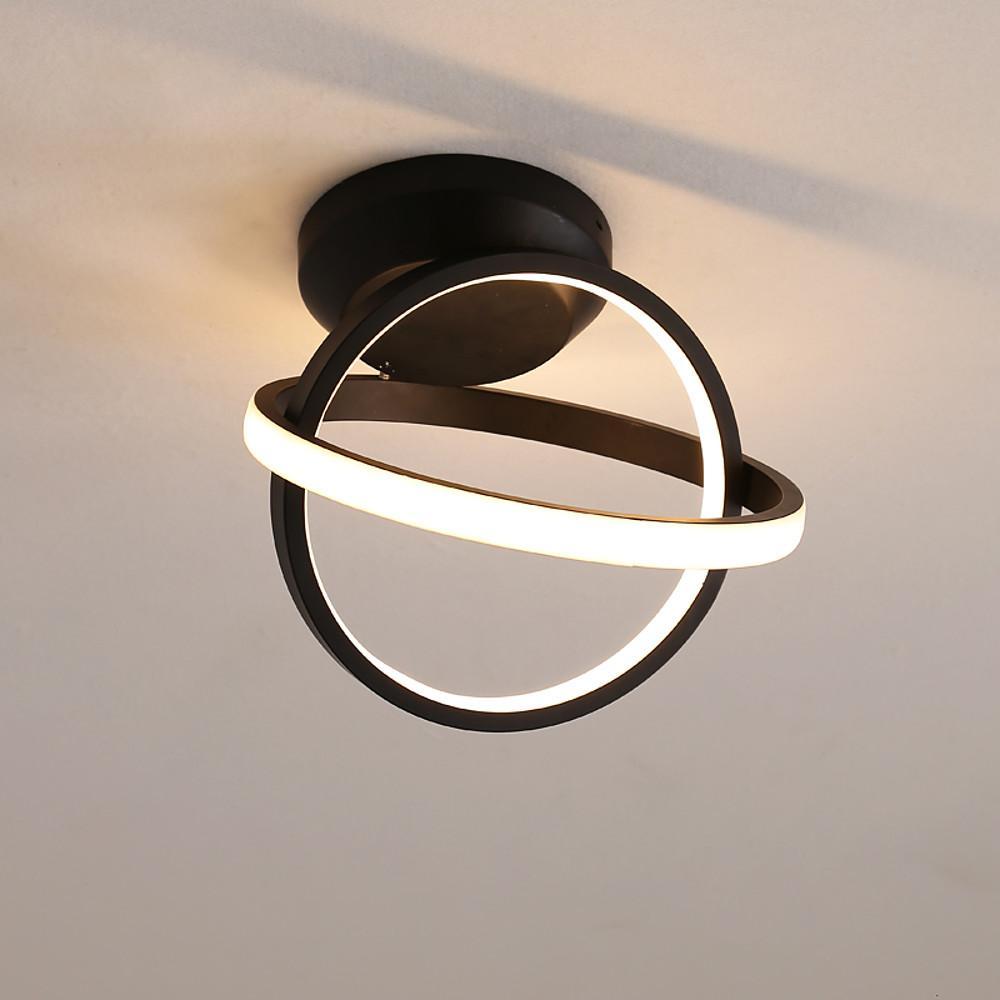 Interlaced Circles LED Flush-Mount Ceiling Light — Black Metal, 2-Light, 7.5W, 10" Diameter