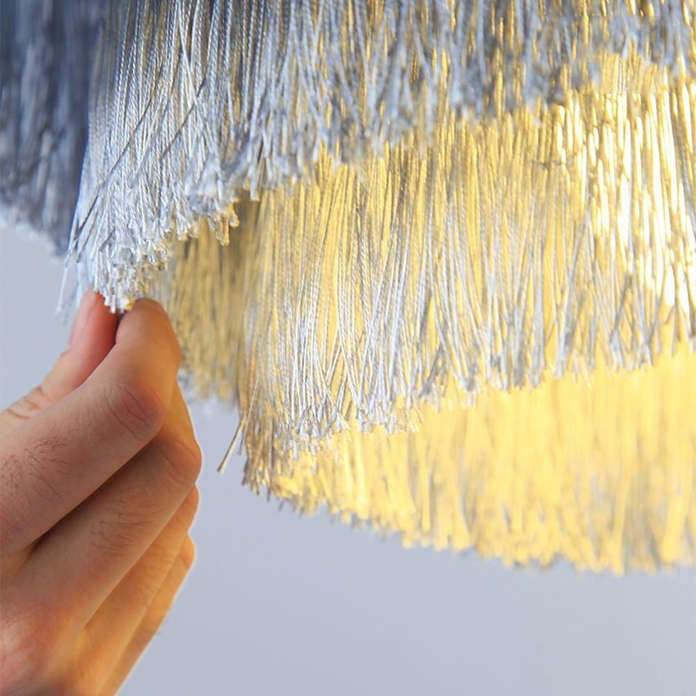 Gradated Drum Chandelier — Metal and Fabric Shade, LED-Compatible, 17" Diameter, 39" Adjustable Cord