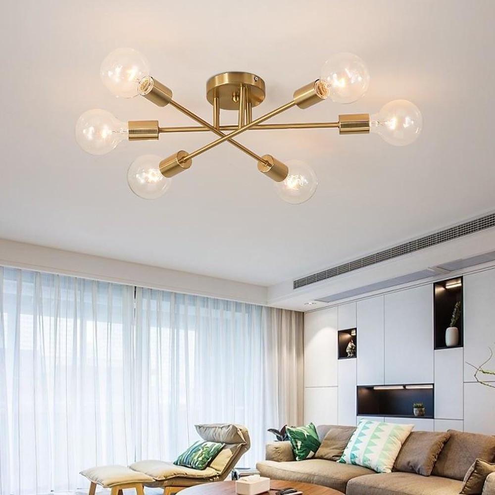Geometric Sputnik Semi-Flush Mount — Metal, 6-Light LED, 28" Diameter