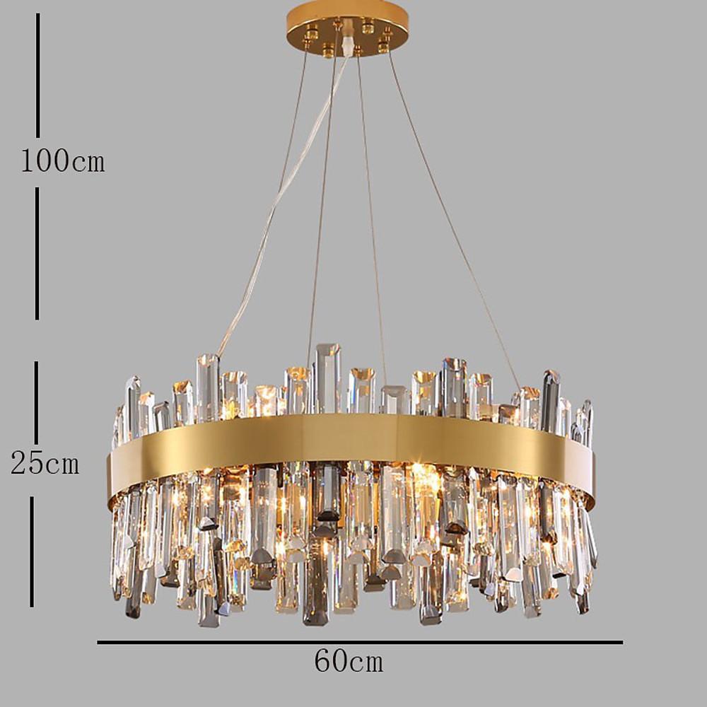 8-Light Round Crystal Chandelier — Gold Stainless Steel, Modern Lantern, LED E12/E14, 20" Diameter