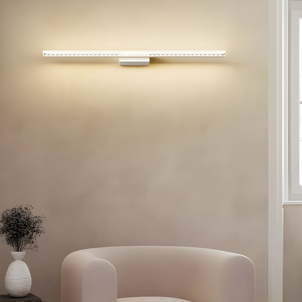 Geometric Acrylic LED Vanity Light Bar — Black or White, 3-Step Dimming (3000K/4500K/6000K), 15.7" or 23.6"