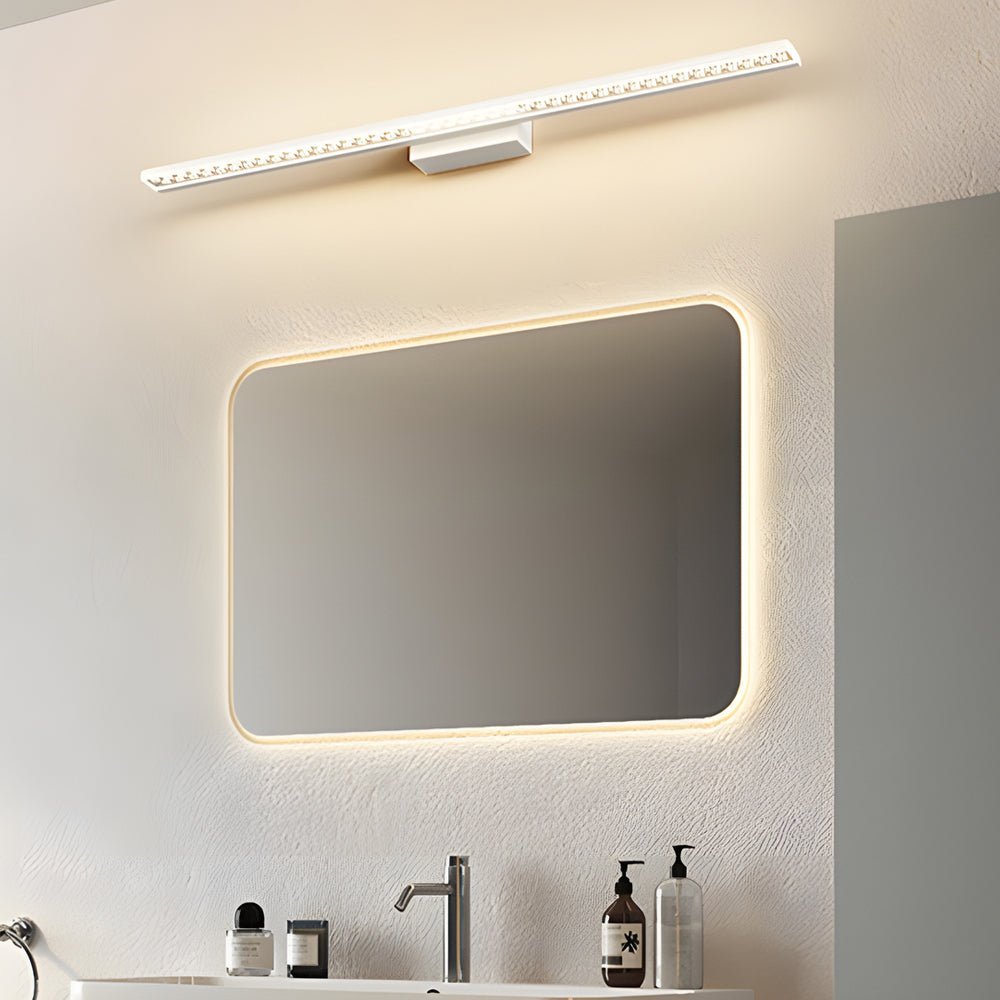 Geometric Acrylic LED Vanity Light Bar — Black or White, 3-Step Dimming (3000K/4500K/6000K), 15.7" or 23.6"