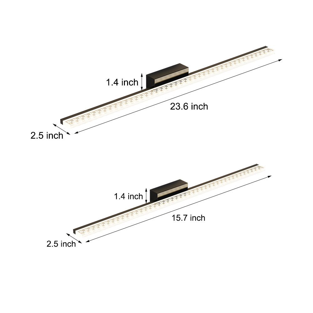 Geometric Acrylic LED Vanity Light Bar — Black or White, 3-Step Dimming (3000K/4500K/6000K), 15.7" or 23.6"