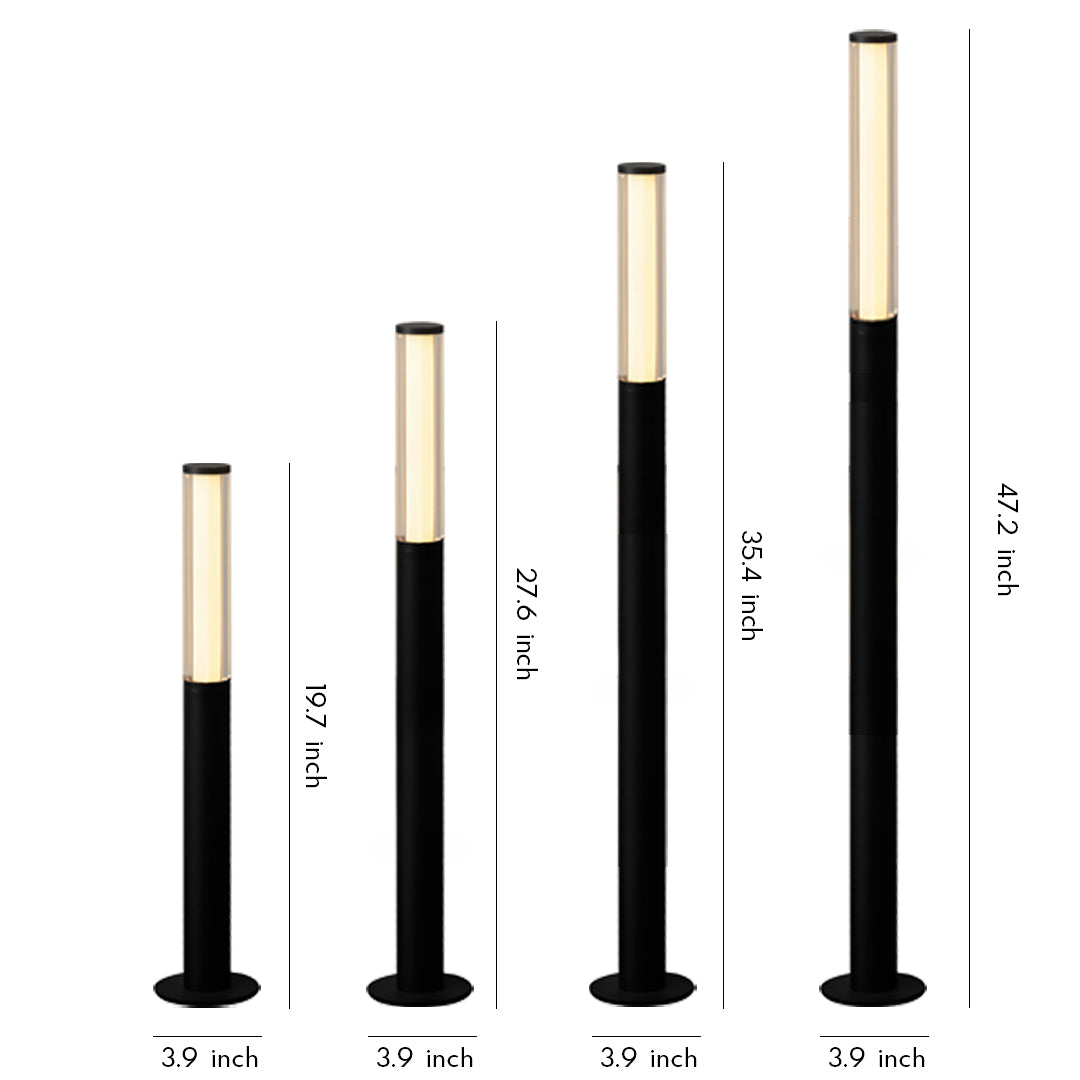 Minimalist LED Bollard Garden Light — Aluminum, High-Transparency Glass, IP65, Ra90, 4 Heights