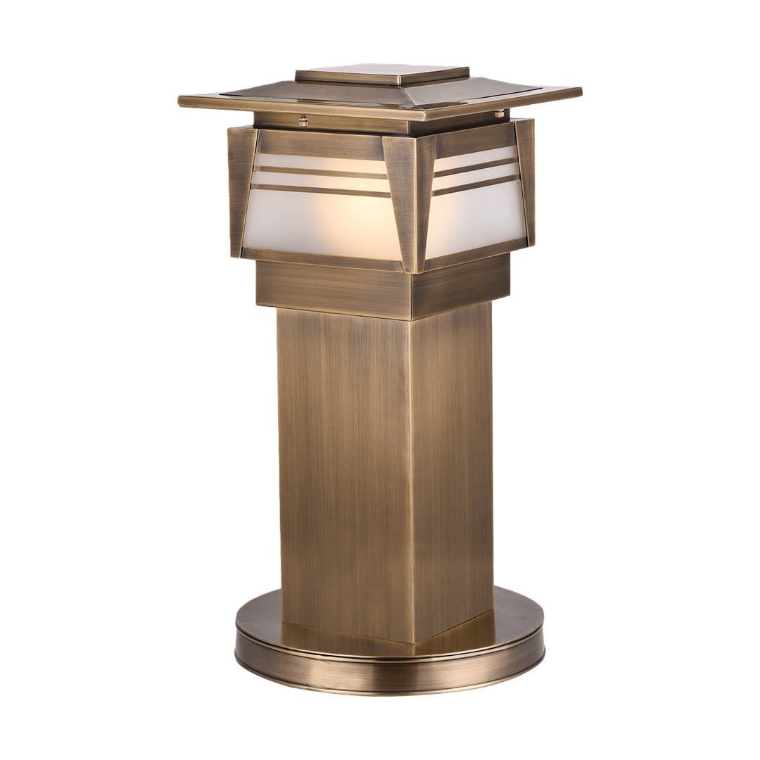 Lantern Bollard Garden Light — Solid Copper, E14, IP55, 23.6" Hardwired
