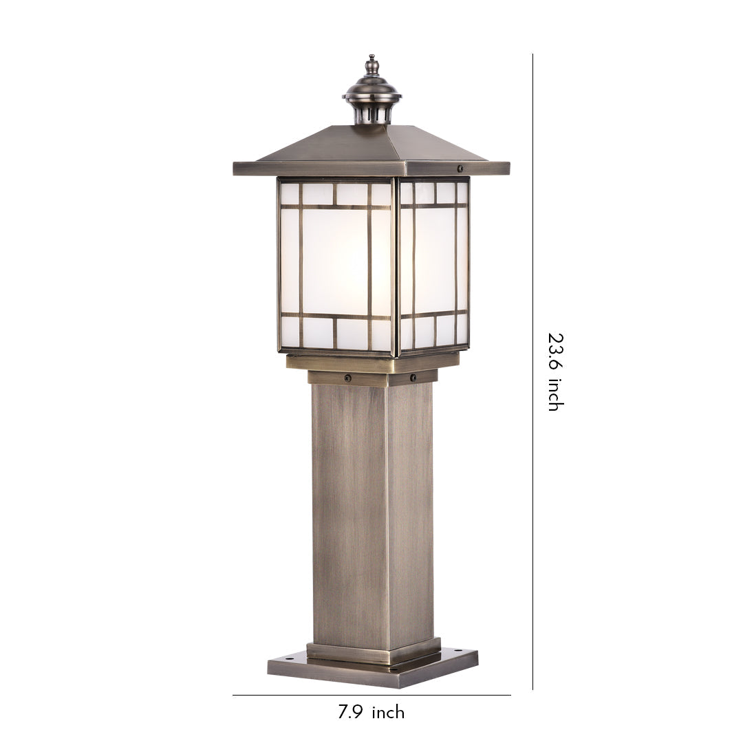 Copper Glass Bollard Landscape Light — E27, IP55 Weatherproof, 23.6" Tall