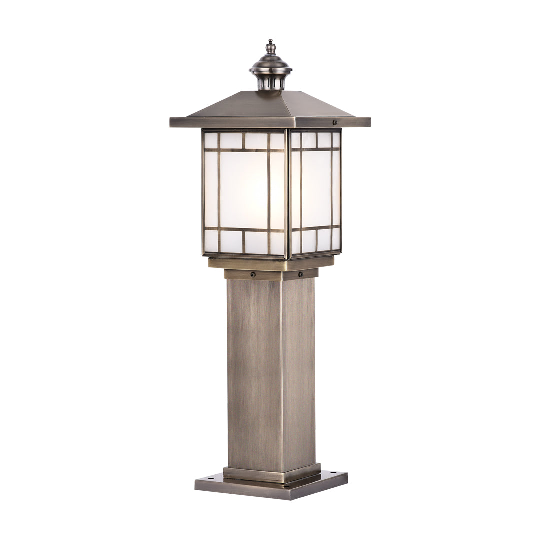 Copper Glass Bollard Landscape Light — E27, IP55 Weatherproof, 23.6" Tall