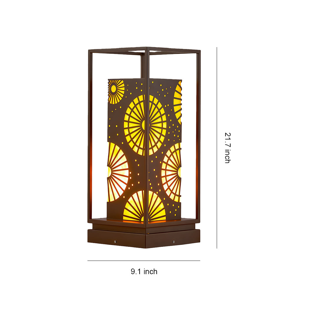 LED Bollard Light — Stainless Steel with Faux Marble Shade, Three-Color Dimming, IP54, 21.7"