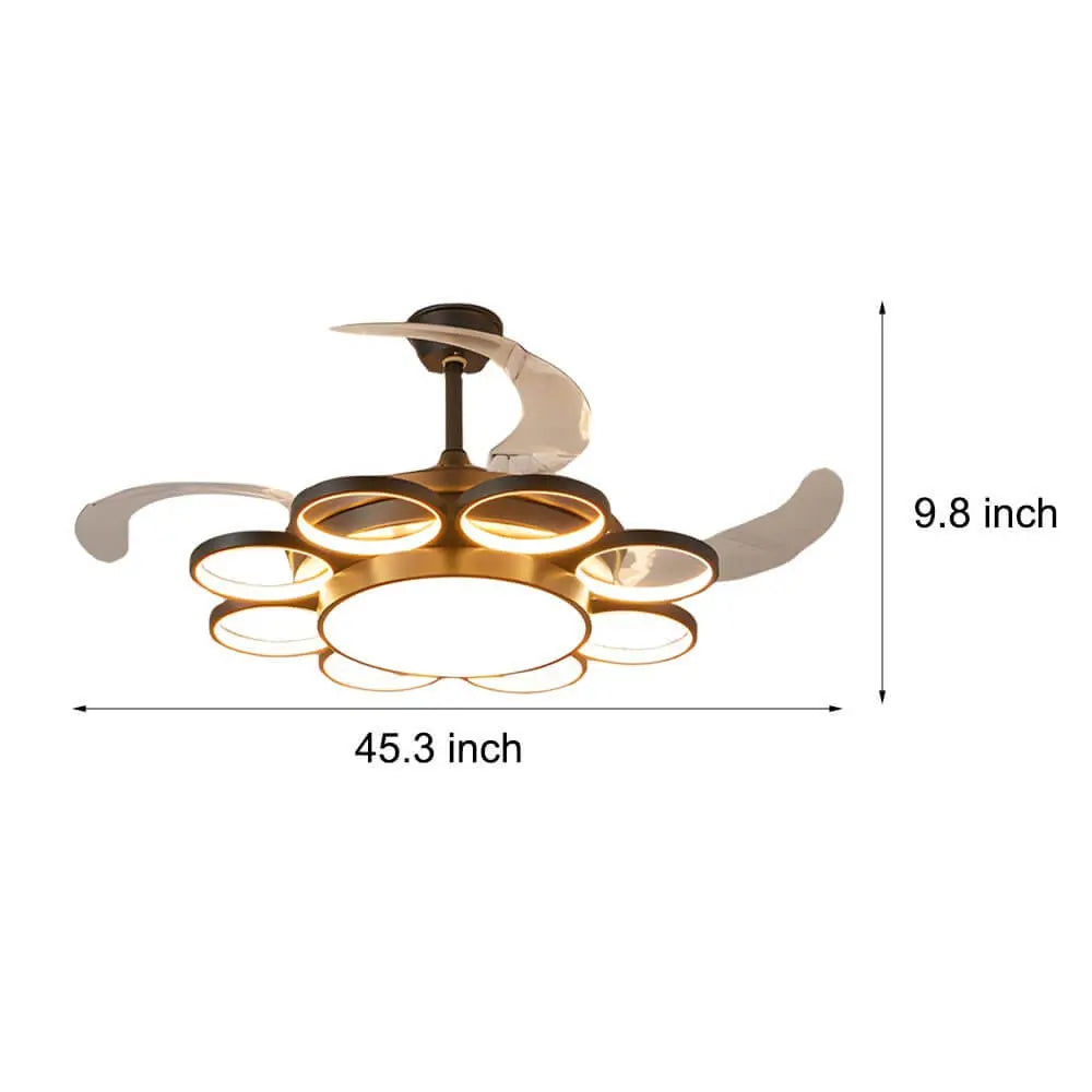 LED Chandelier with Invisible Silent Ceiling Fan and Ring Remote Control Luxe