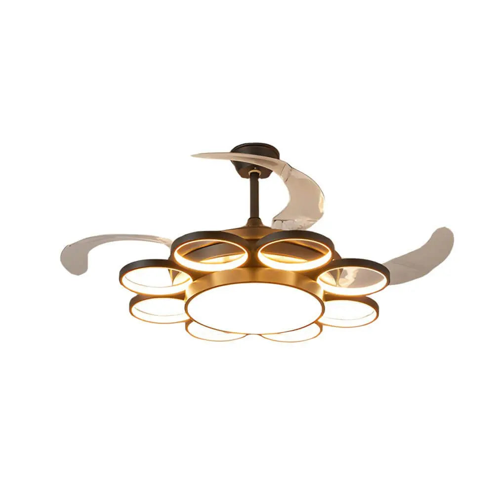 LED Chandelier with Invisible Silent Ceiling Fan and Ring Remote Control Luxe
