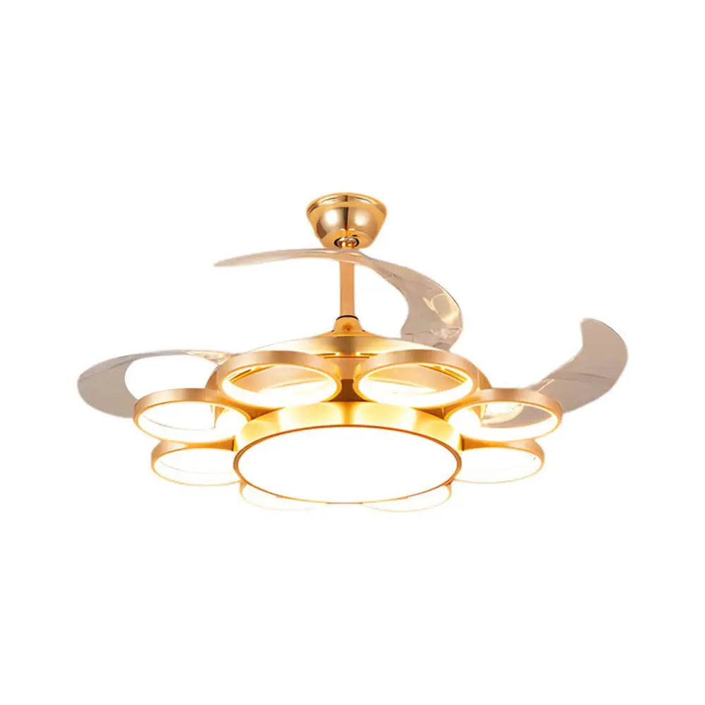LED Chandelier with Invisible Silent Ceiling Fan and Ring Remote Control Luxe