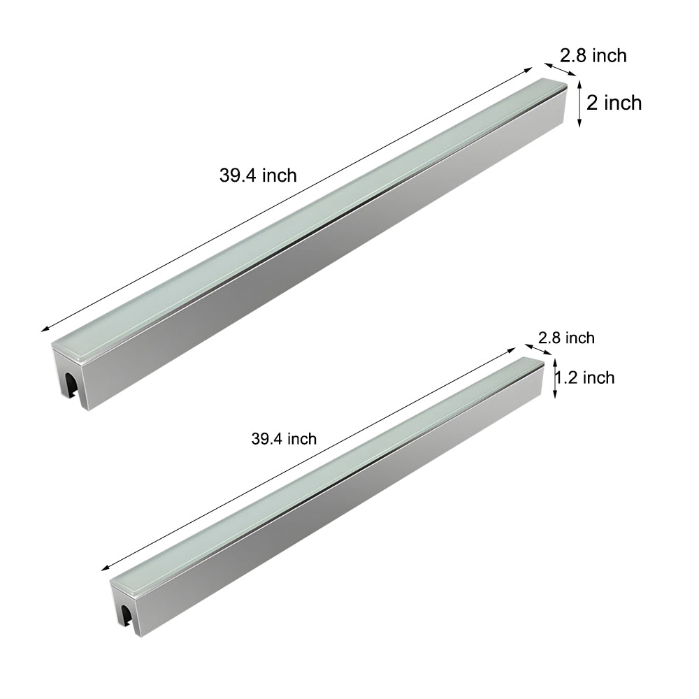 Minimalist LED Strip Step & Deck Light — Stainless Steel and Frosted Glass, 12W Hardwired, IP67, Three Color Temperatures, 39.4"