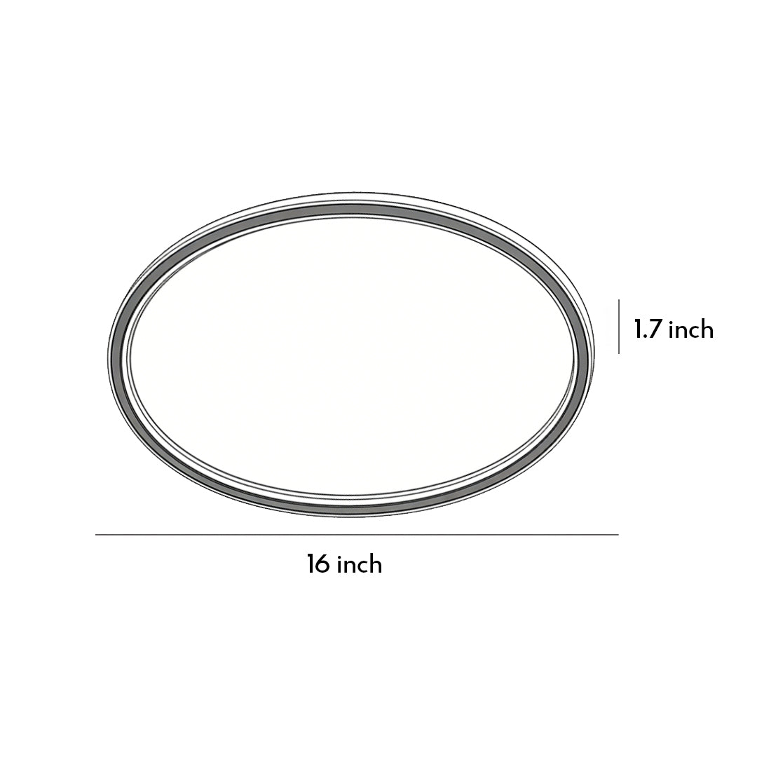 Circular LED Flush-Mount Ceiling Light — Metal and Acrylic, Three-Color Dimming, 15.75" Diameter