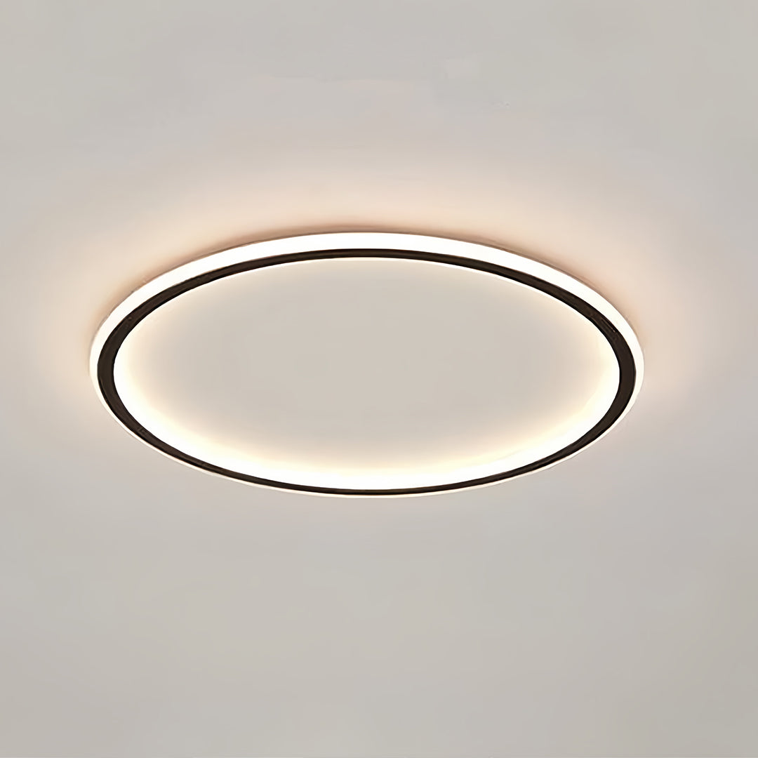 Circular LED Flush-Mount Ceiling Light — Metal and Acrylic, Three-Color Dimming, 15.75" Diameter