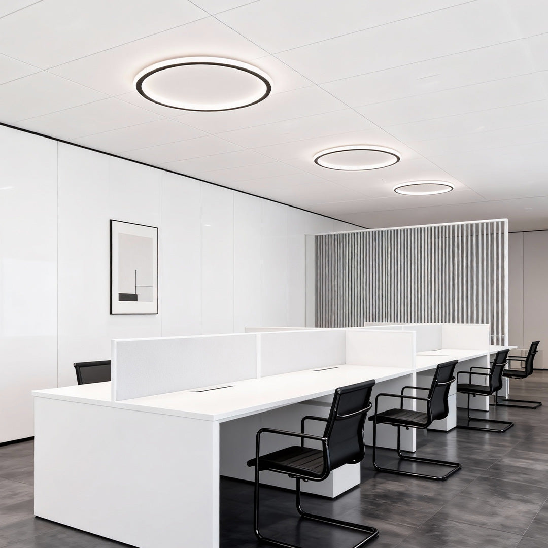 Circular LED Flush-Mount Ceiling Light — Metal and Acrylic, Three-Color Dimming, 15.75" Diameter