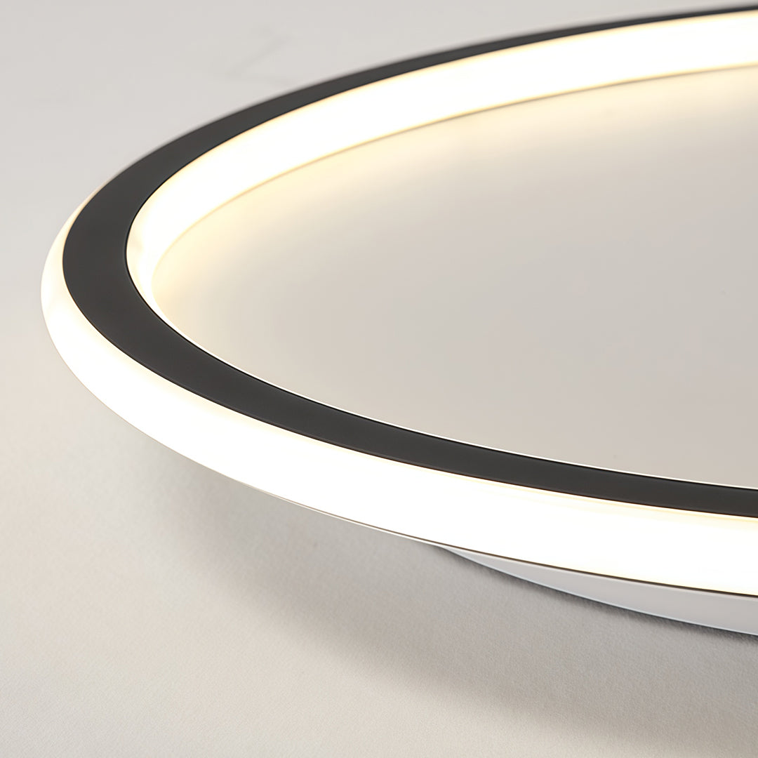 Circular LED Flush-Mount Ceiling Light — Metal and Acrylic, Three-Color Dimming, 15.75" Diameter