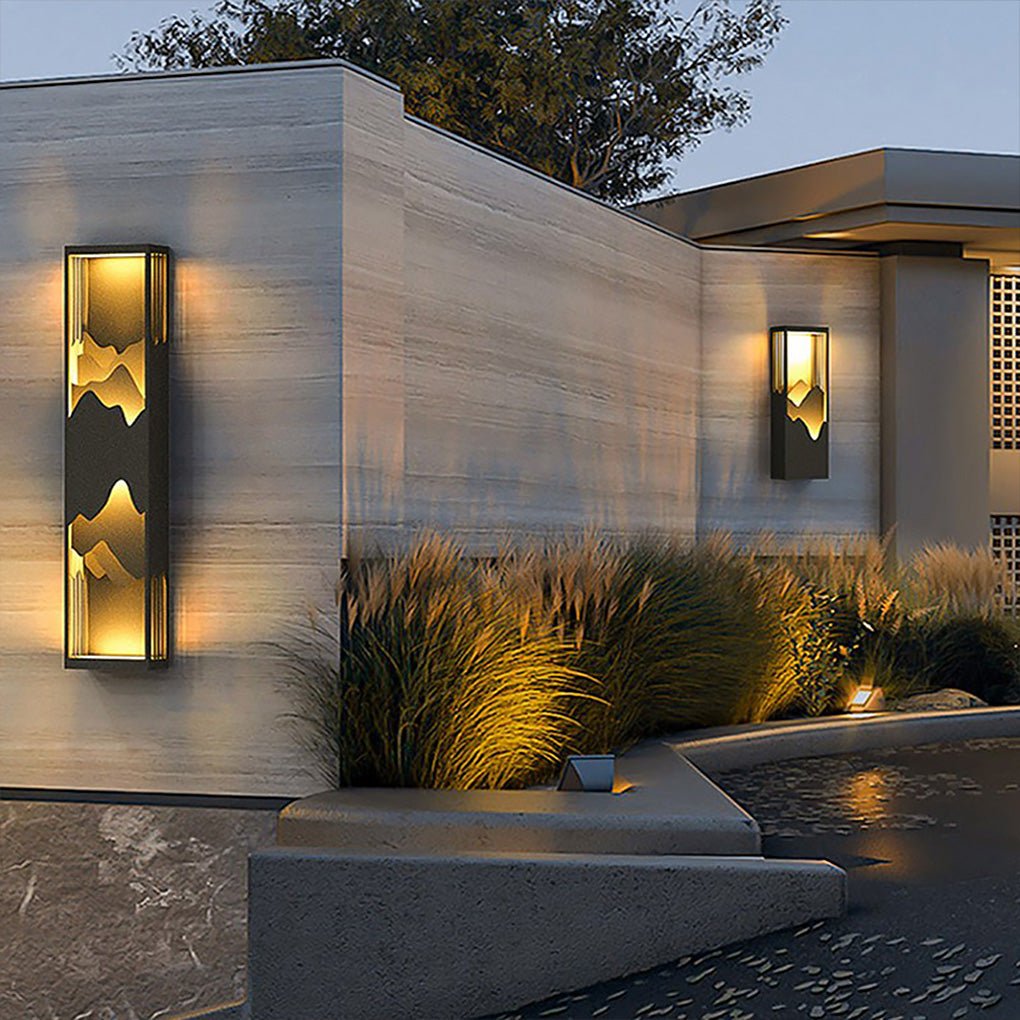 waterproof solar wall lamp with mountain scenery led up and down lighting for porches