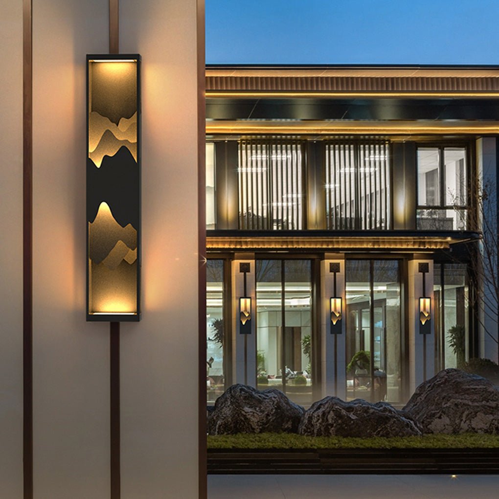 waterproof solar wall lamp with mountain scenery led up and down lighting for porches