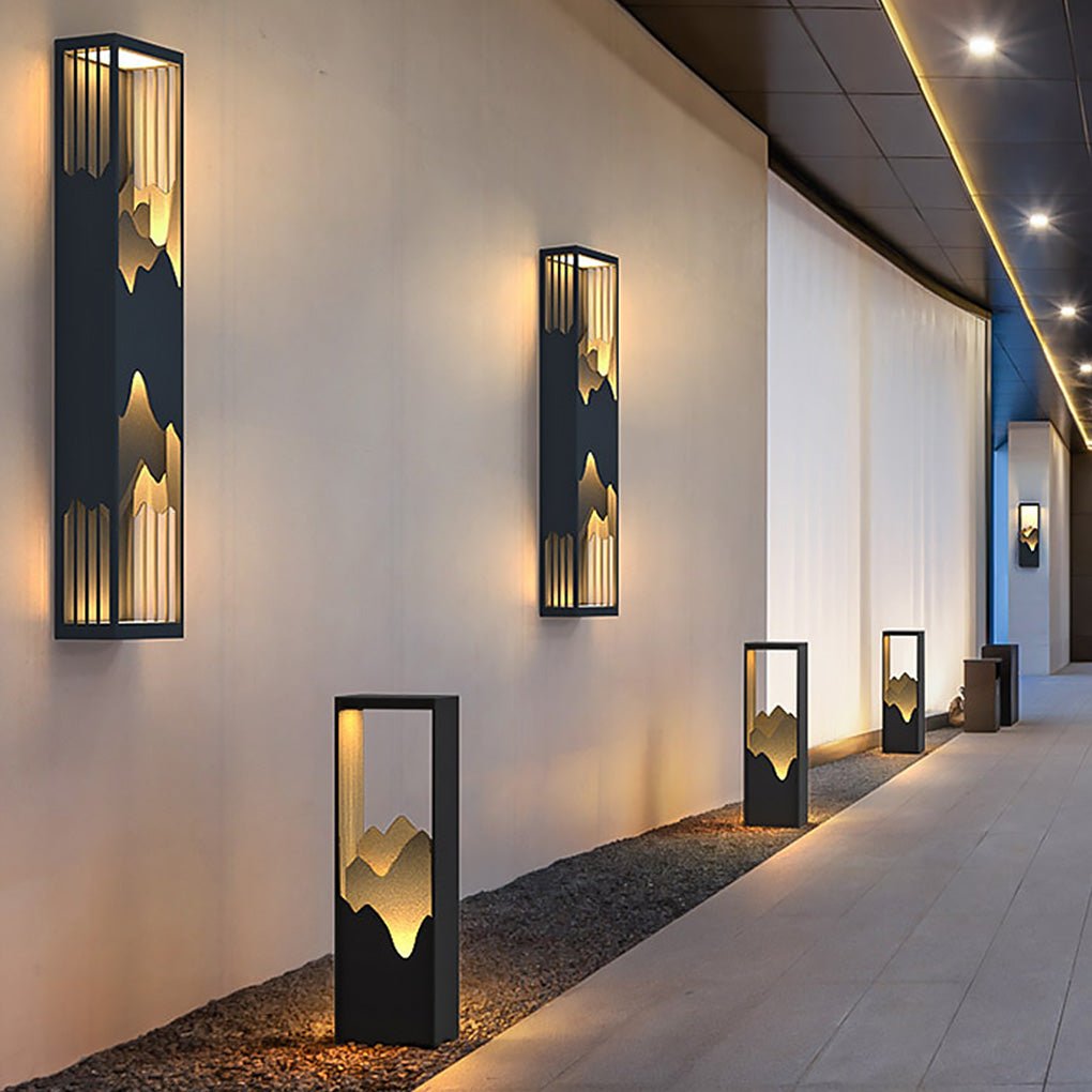 waterproof solar wall lamp with mountain scenery led up and down lighting for porches