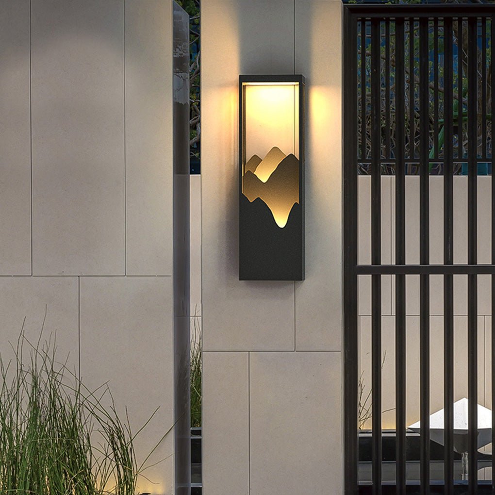 waterproof solar wall lamp with mountain scenery led up and down lighting for porches