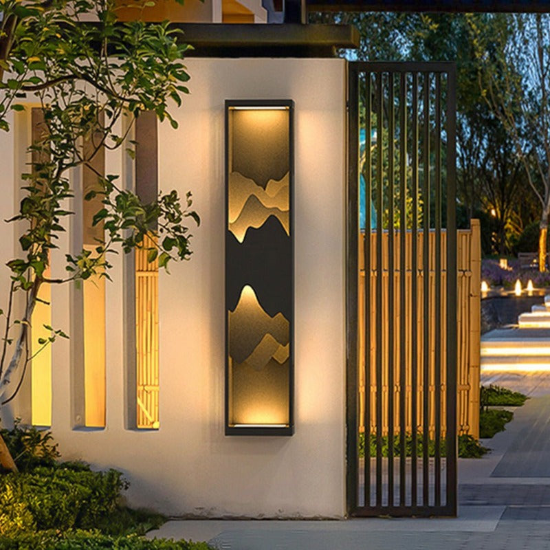 waterproof solar wall lamp with mountain scenery led up and down lighting for porches