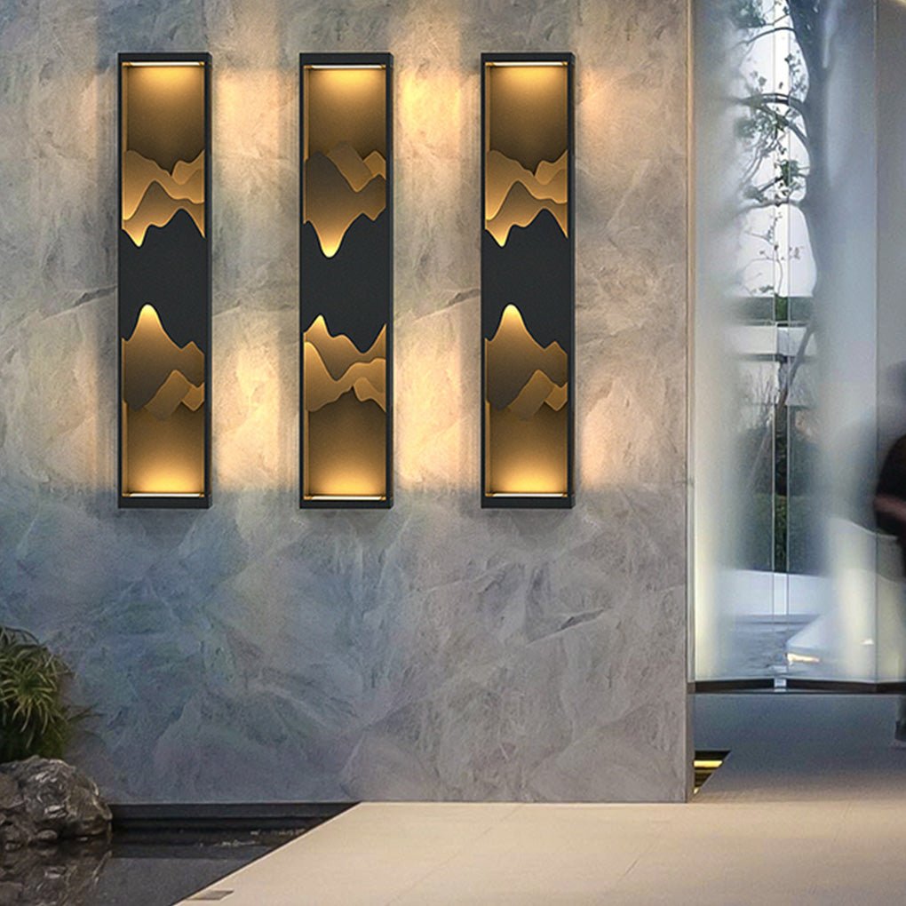 waterproof solar wall lamp with mountain scenery led up and down lighting for porches