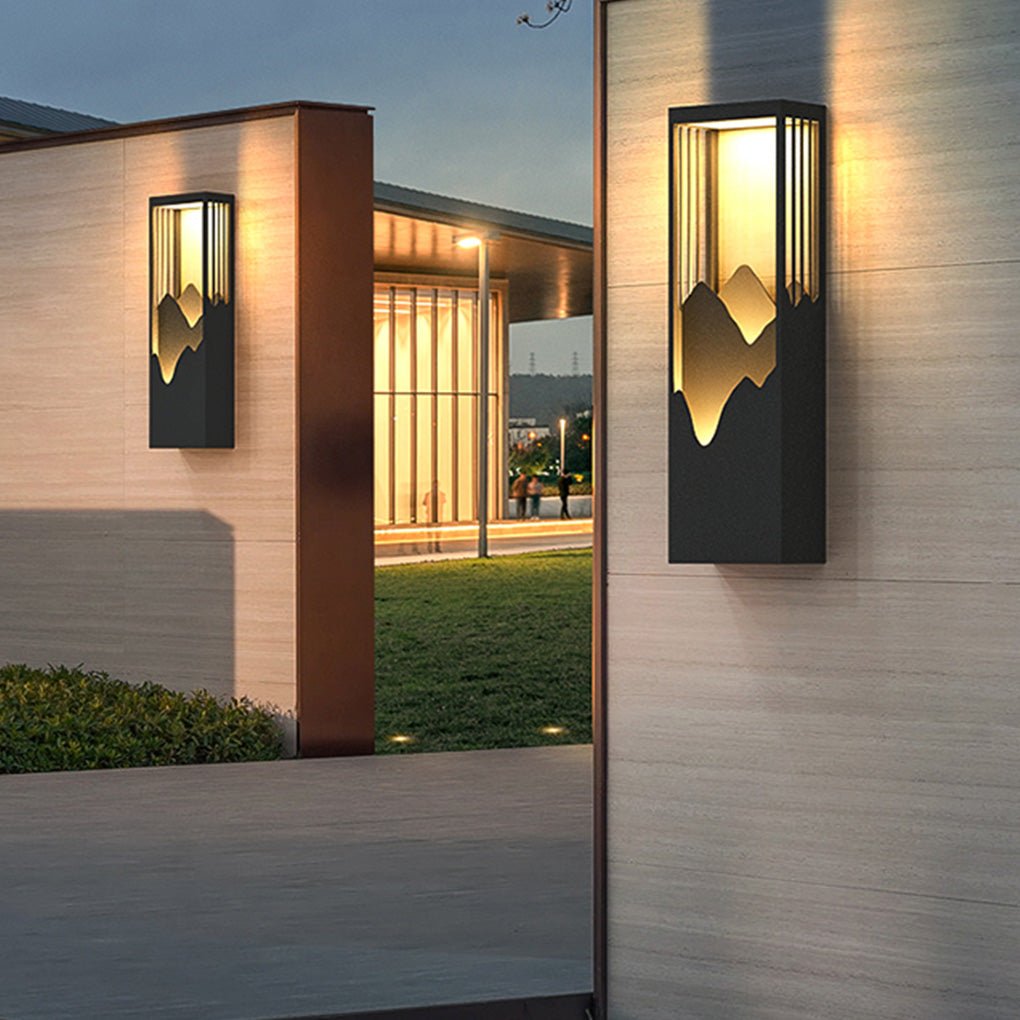 waterproof solar wall lamp with mountain scenery led up and down lighting for porches