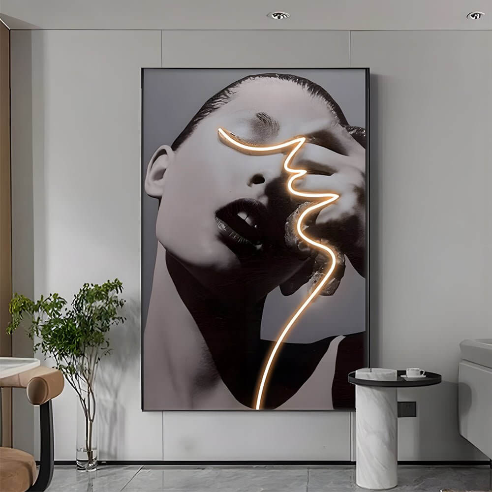 led crystal porcelain wall art lady profile painting