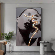 led crystal porcelain wall art lady profile painting