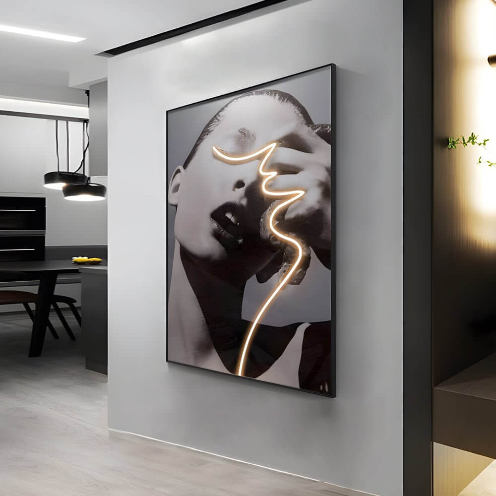 led crystal porcelain wall art lady profile painting