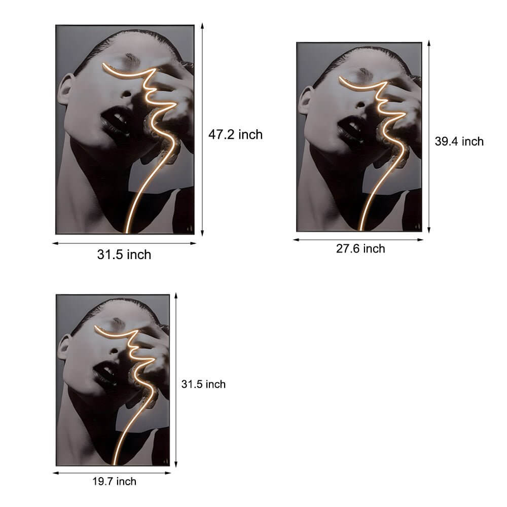 led crystal porcelain wall art lady profile painting