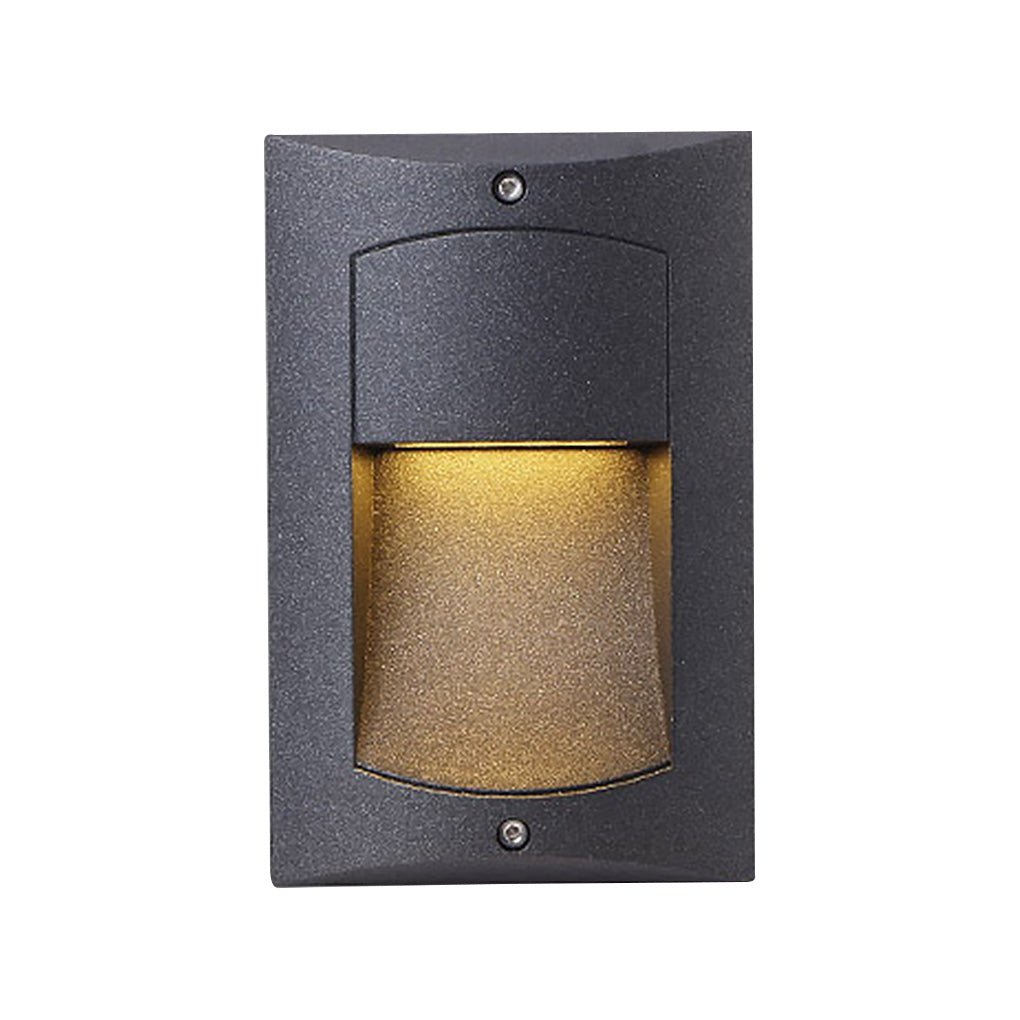 Modern Black Rectangle Recessed Step Sconce — Aluminum & Glass, LED 4W, IP65 Weatherproof