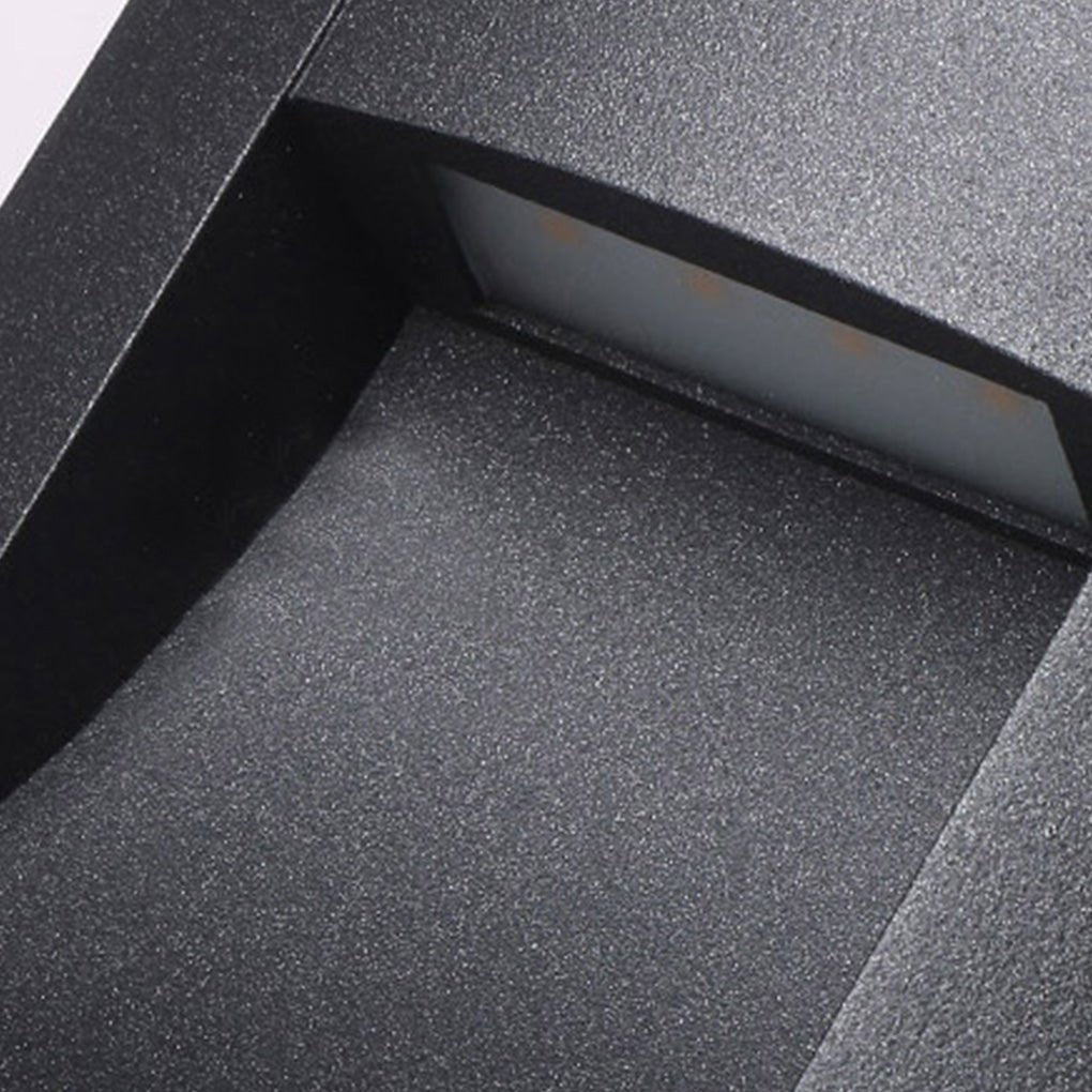 Modern Black Rectangle Recessed Step Sconce — Aluminum & Glass, LED 4W, IP65 Weatherproof