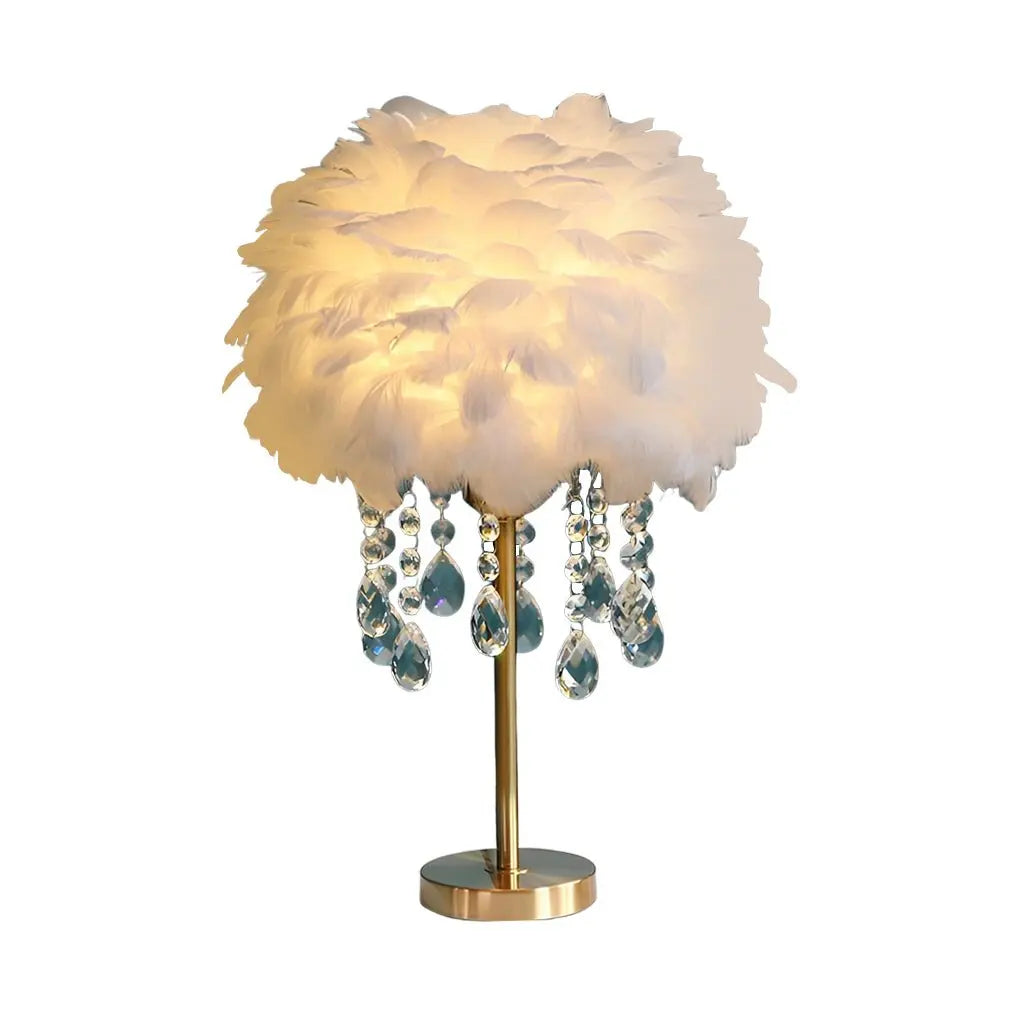 Ambient Crystal Tassel LED Feather Table Lamp Luxe