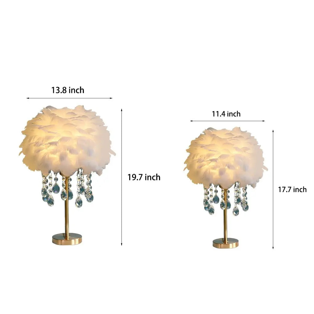 Ambient Crystal Tassel LED Feather Table Lamp Luxe