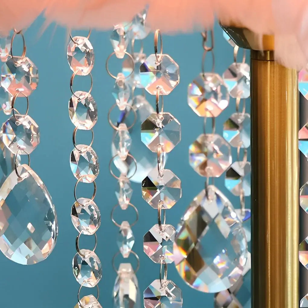 Ambient Crystal Tassel LED Feather Table Lamp Luxe