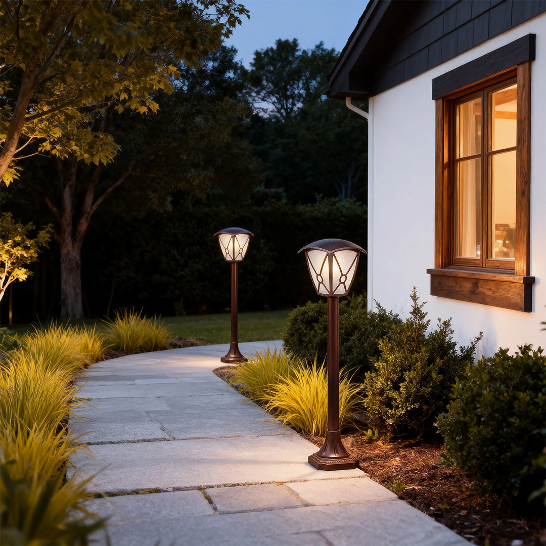 Classical Column Outdoor Post Light — Black Aluminum, 9W LED, IP44, E26, 28.35" Height