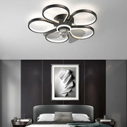 LED Flush Mount Ceiling Fan Lamp with Nordic Flower Design Luxe